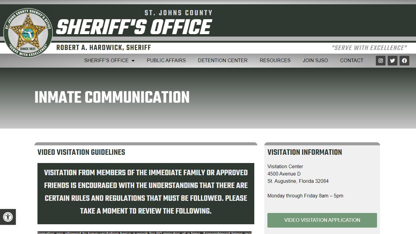 Inmate Contact Information - St. Johns County Sheriff's Office