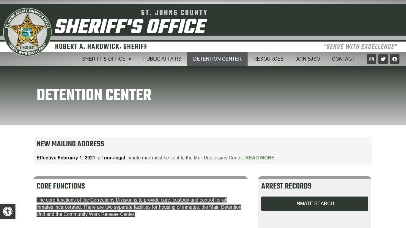 Corrections Division | St. Johns County Sheriff's Office